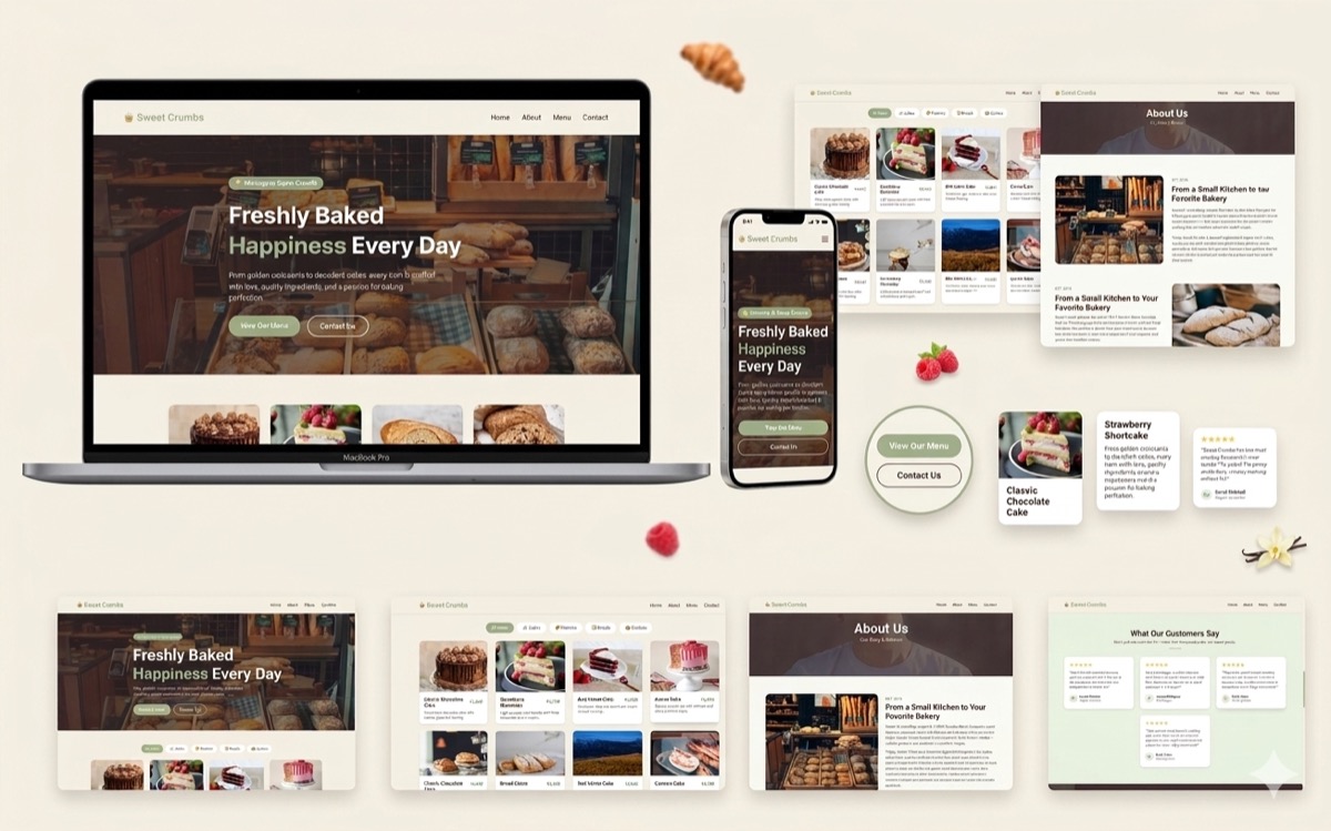 Sweet Crumbs Bakery, Modern bakery website